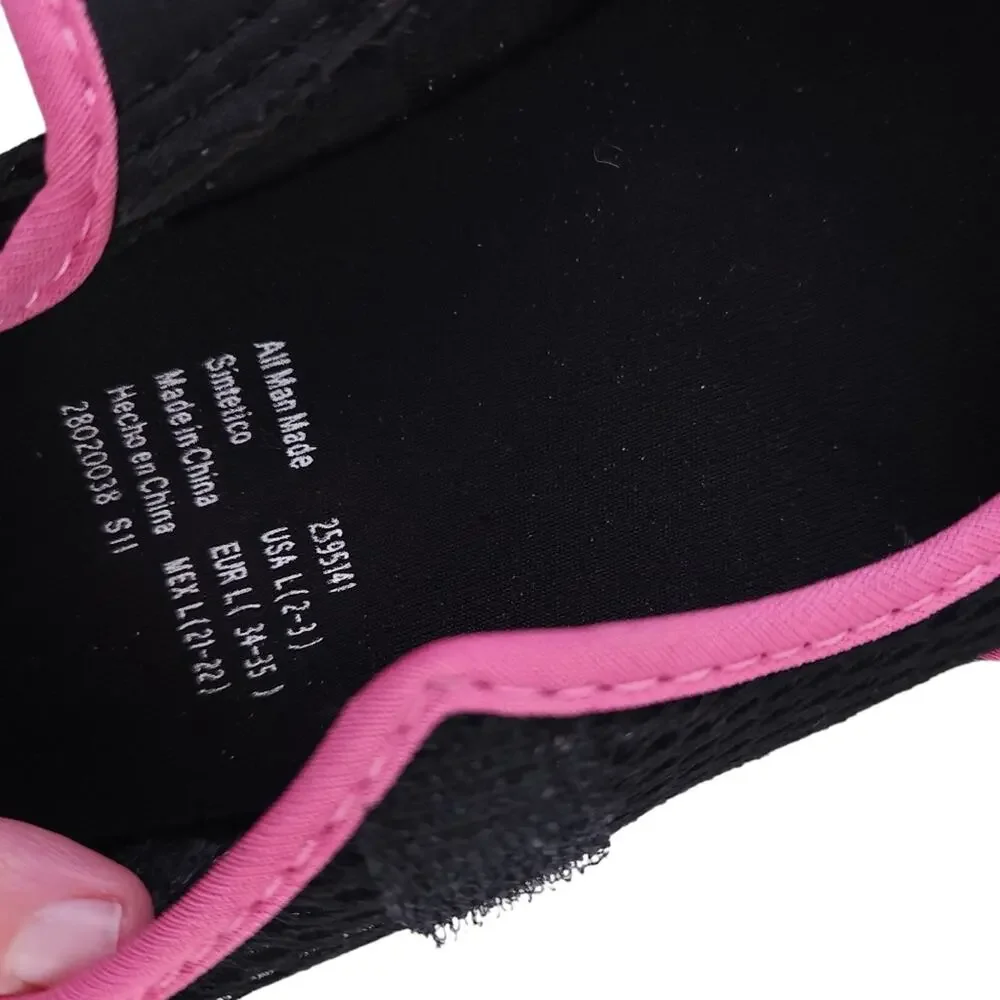 Girls Water Shoes Large 2-3 Black Pink